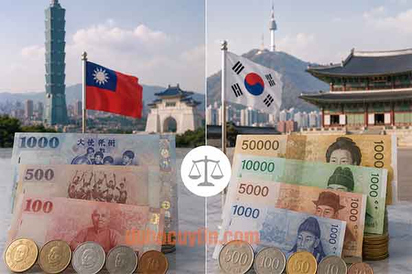 Tiền Đài Loan và tiền Hàn Quốc tiền nào cao hơn