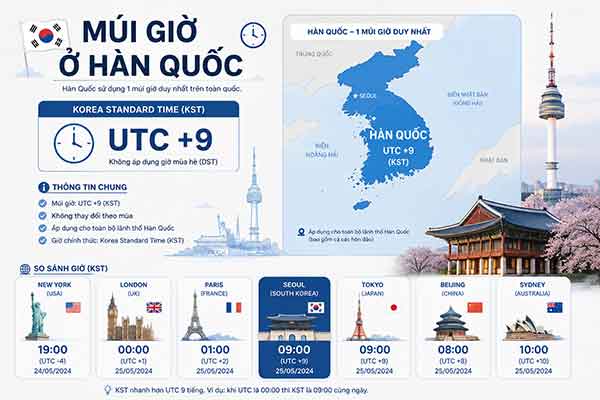 Hàn Quốc bây giờ là mấy giờ